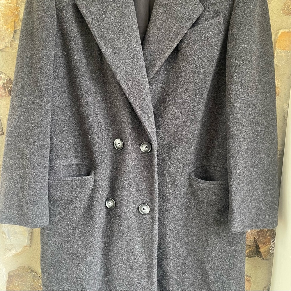 Vintage Union Made Regency Cashmere Baltmans NY Double-Breasted Dark Gray Coat 4 - Picture 7 of 15